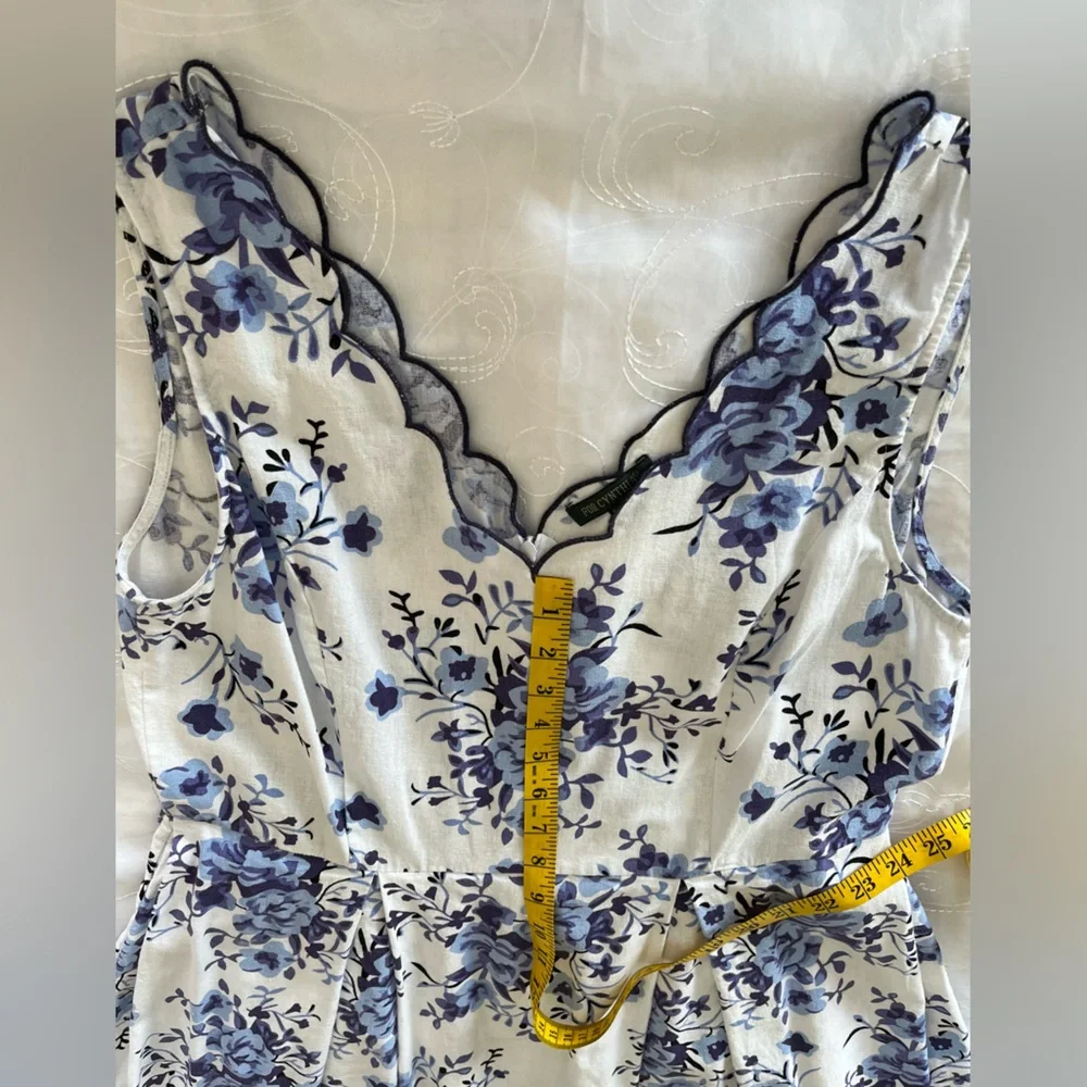 For Cynthia XL White w/Blue Floral Print Sleeveless MidAxi Dress - Picture 10 of 14